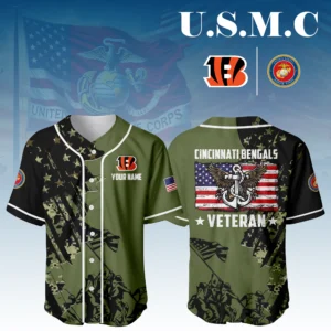Cincinnati Bengals x USMC Veteran 3D Baseball Jersey Limited 2026 Custom Your Name