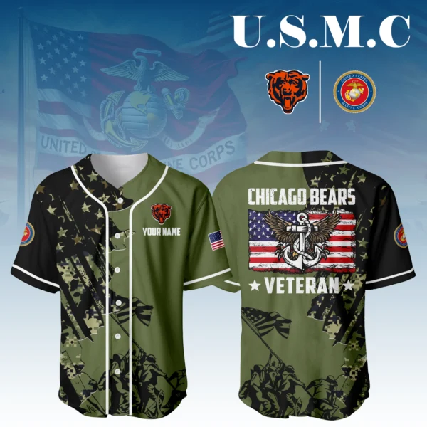 Chicago Bears x USMC Veteran 3D Baseball Jersey Limited 2026 Custom Your Name