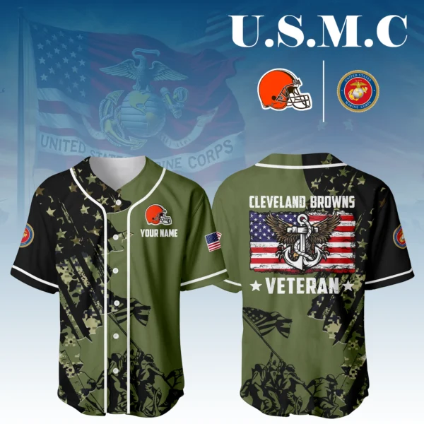Cleveland Browns x USMC Veteran 3D Baseball Jersey Limited 2026 Custom Your Name