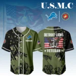 Detroit Lions x USMC Veteran 3D Baseball Jersey Limited 2026 Custom Your Name