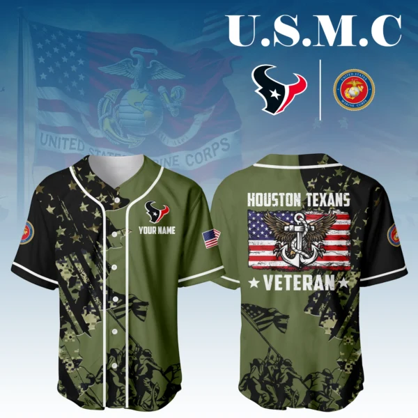 Houston Texans x USMC Veteran 3D Baseball Jersey Limited 2026 Custom Your Name