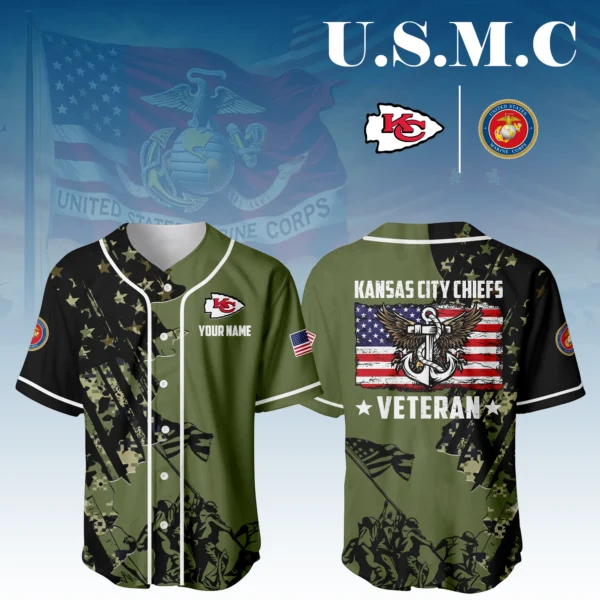 Kansas City Chiefs x USMC Veteran 3D Baseball Jersey Limited 2026 Custom Your Name