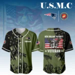 New England Patriots x USMC Veteran 3D Baseball Jersey Limited 2026 Custom Your Name
