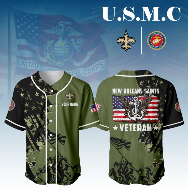 New Orleans Saints x USMC Veteran 3D Baseball Jersey Limited 2026 Custom Your Name