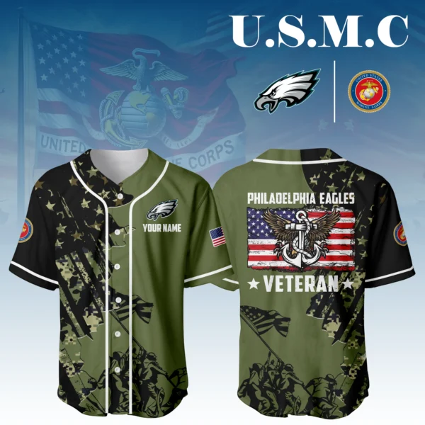Philadelphia Eagles x USMC Veteran 3D Baseball Jersey Limited 2026 Custom Your Name