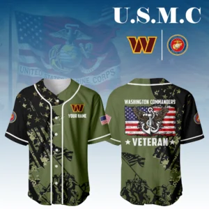 Washington Commanders x USMC Veteran 3D Baseball Jersey Limited 2026 Custom Your Name