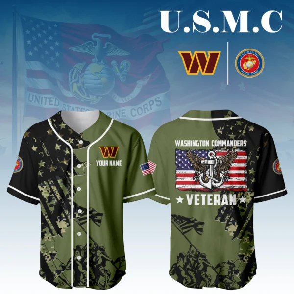 Washington Commanders x USMC Veteran 3D Baseball Jersey Limited 2026 Custom Your Name
