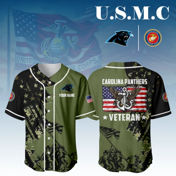 Carolina Panthers x USMC Veteran 3D Baseball Jersey Limited 2026 Custom Your Name