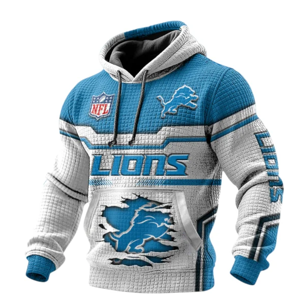 Detroit Lions Waffle Pullover Hoodie 3D