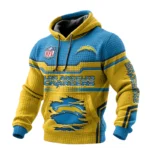 Los Angeles Chargers Waffle Pullover Hoodie 3D