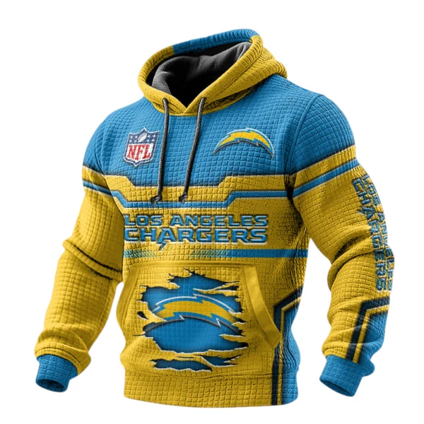Los Angeles Chargers Waffle Pullover Hoodie 3D