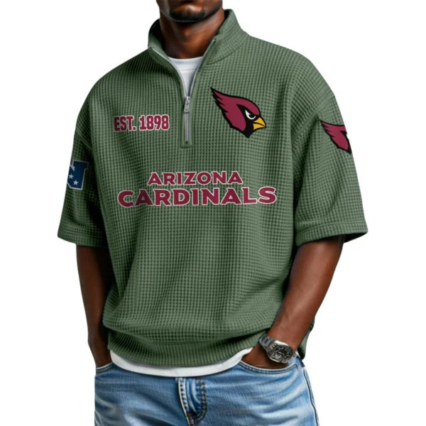 Arizona Cardinals Quarter-Zip Waffle Knit Short Sleeve Shirt