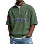 Baltimore Ravens Quarter-Zip Waffle Knit Short Sleeve Shirt