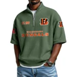 Cincinnati Bengals Quarter-Zip Waffle Knit Short Sleeve Shirt