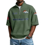 Denver Broncos Quarter-Zip Waffle Knit Short Sleeve Shirt