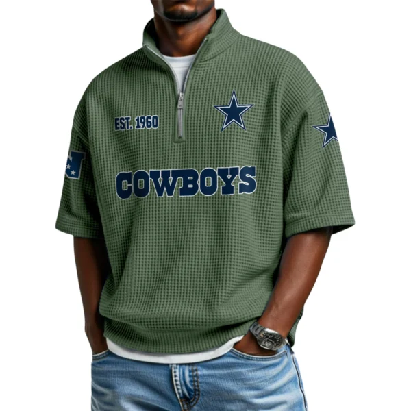 Dallas Cowboys Quarter-Zip Waffle Knit Short Sleeve Shirt