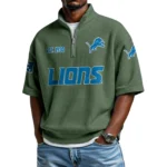 Detroit Lions Quarter-Zip Waffle Knit Short Sleeve Shirt