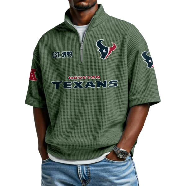 Houston Texans Quarter-Zip Waffle Knit Short Sleeve Shirt