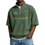 Los Angeles Chargers Quarter-Zip Waffle Knit Short Sleeve Shirt