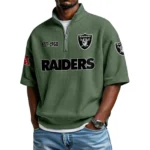 Las Vegas Raiders Quarter-Zip Waffle Knit Short Sleeve Shirt