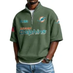 Miami Dolphins Quarter-Zip Waffle Knit Short Sleeve Shirt