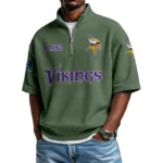 Minnesota Vikings Quarter-Zip Waffle Knit Short Sleeve Shirt