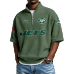 New York Jets Quarter-Zip Waffle Knit Short Sleeve Shirt