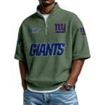 New York Giants Quarter-Zip Waffle Knit Short Sleeve Shirt