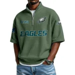 Philadelphia Eagles Quarter-Zip Waffle Knit Short Sleeve Shirt
