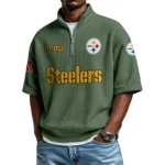 Pittsburgh Steelers Quarter-Zip Waffle Knit Short Sleeve Shirt
