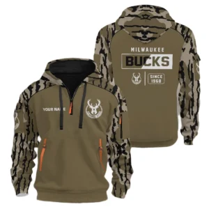 Milwaukee Bucks Half Zip Hoodie Customize Your Name