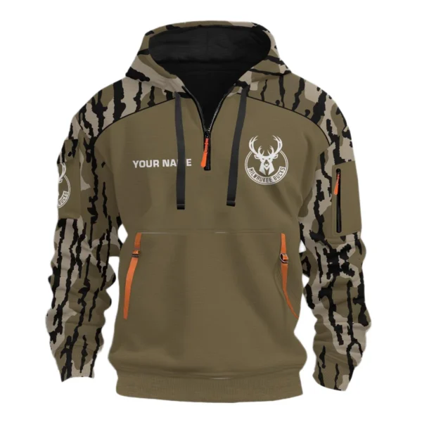 Milwaukee Bucks Half Zip Hoodie Customize Your Name