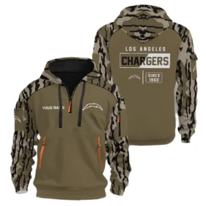 Los Angeles Chargers Half Zip Hoodie Customize Your Name