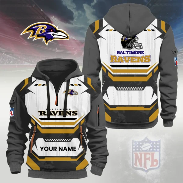 Baltimore Ravens Half Zip Hoodie Custom Your Name