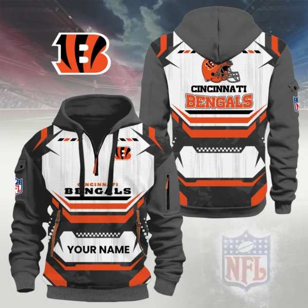 Cincinnati Bengals Half Zip Hoodie Custom Your Name