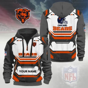 Chicago Bears Half Zip Hoodie Custom Your Name