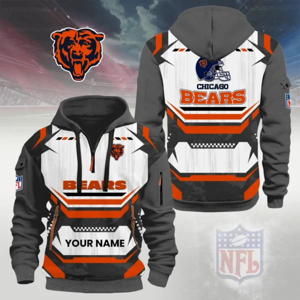 Chicago Bears Half Zip Hoodie Custom Your Name