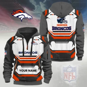 Denver Broncos Half Zip Hoodie Custom Your Name