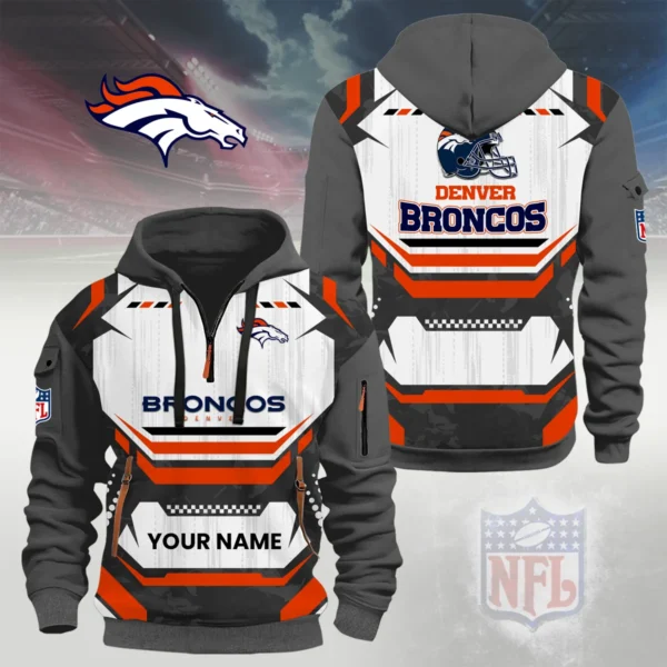 Denver Broncos Half Zip Hoodie Custom Your Name