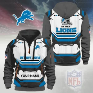Detroit Lions Half Zip Hoodie Custom Your Name