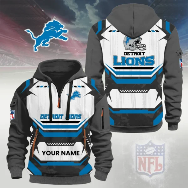 Detroit Lions Half Zip Hoodie Custom Your Name