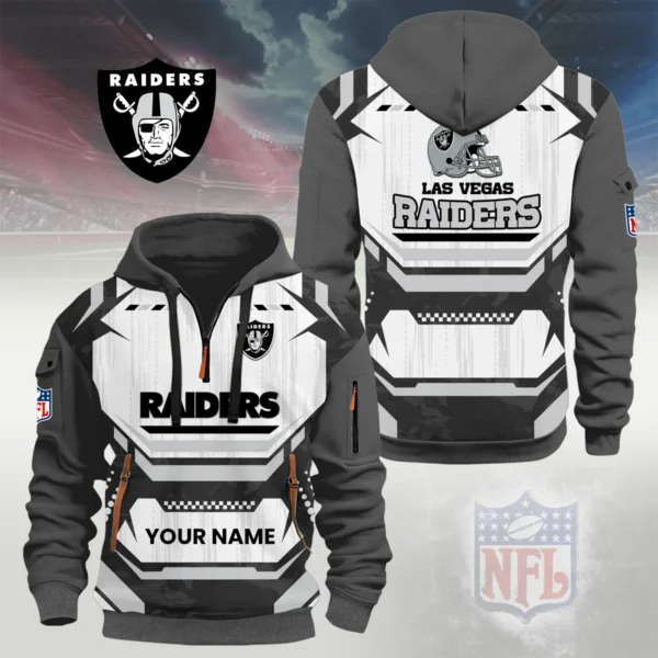 Las Vegas Raiders Half Zip Hoodie Custom Your Name
