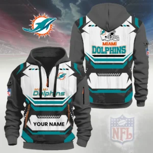 Miami Dolphins Half Zip Hoodie Custom Your Name