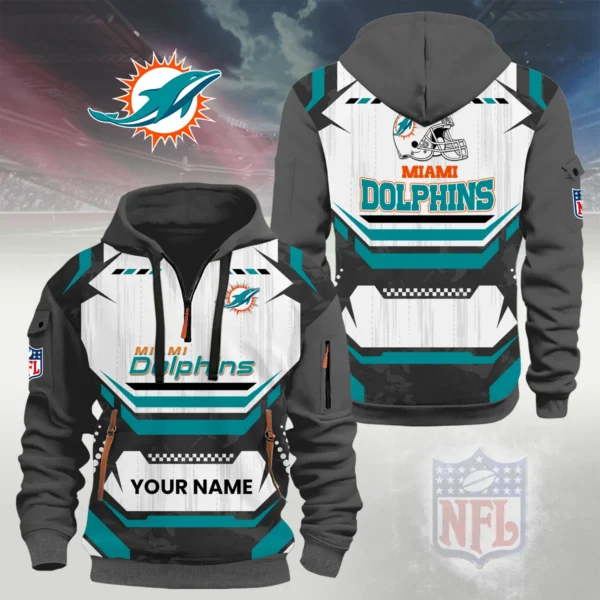 Miami Dolphins Half Zip Hoodie Custom Your Name
