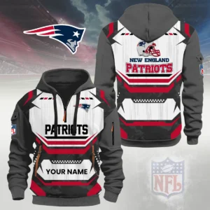 New England Patriots Half Zip Hoodie Custom Your Name