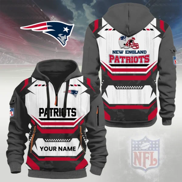 New England Patriots Half Zip Hoodie Custom Your Name