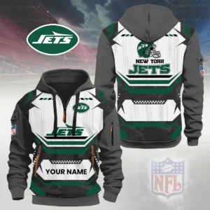 New York Jets Half Zip Hoodie Custom Your Name