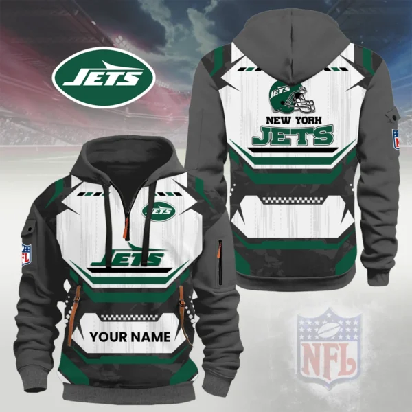 New York Jets Half Zip Hoodie Custom Your Name