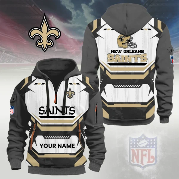 New Orleans Saints Half Zip Hoodie Custom Your Name