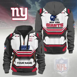New York Giants Half Zip Hoodie Custom Your Name